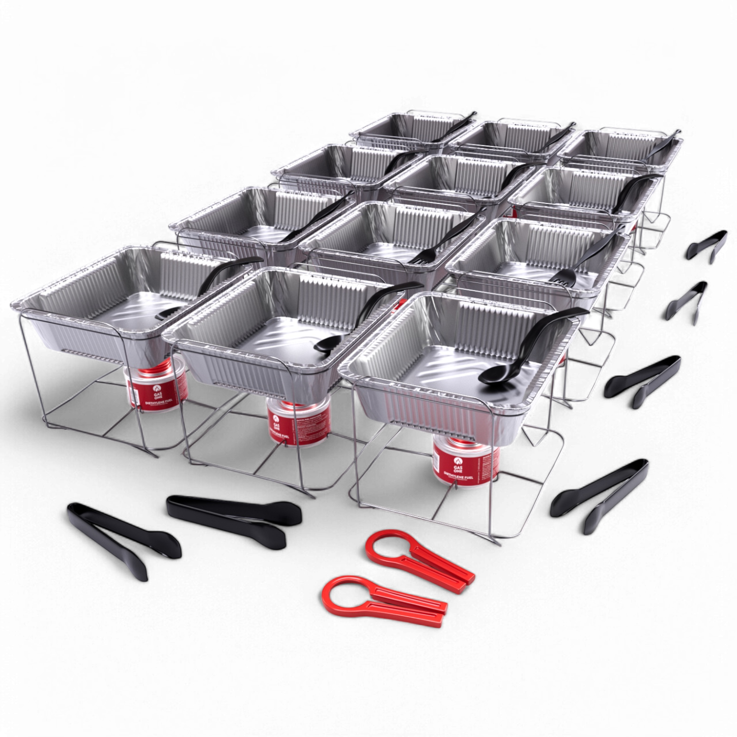 12 Pack Full Size Dispoable Chafing Dish Sets